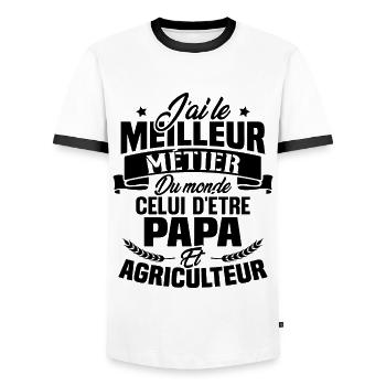 Papa et Agriculteur - Cadeau papa agriculteur - T-shirt contrasté Homme - blanc/noir - Devant - AI Model Female 172 light (172cm) & AI Model Male 178 dark (178cm)