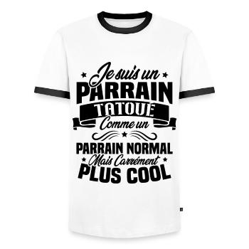 J'ai un parrain tatoué comme un parrain normal - T-shirt contrasté Homme - blanc/noir - Devant - AI Model Female 172 light (172cm) & AI Model Male 178 dark (178cm)