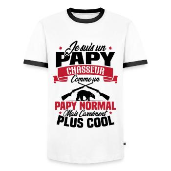 Je suis un papy chasseur comme un papy normal - T-shirt contrasté Homme - blanc/noir - Devant - AI Model Female 172 light (172cm) & AI Model Male 178 dark (178cm)