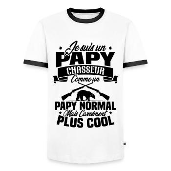 Je suis un papy chasseur comme un papy normal - T-shirt contrasté Homme - blanc/noir - Devant - AI Model Female 172 light (172cm) & AI Model Male 178 dark (178cm)