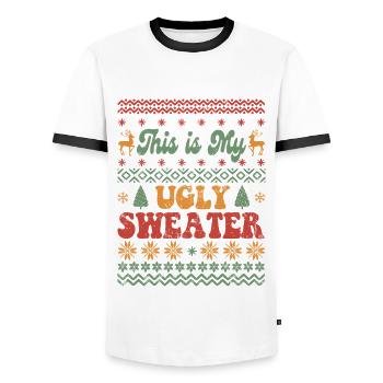 My Ugly Sweater - Ugly Xmas /Christmas/Weihnachten - Männer Kontrast-T-Shirt - Weiß/Schwarz - Vorne - AI Model Female 172 light (172cm) & AI Model Male 178 dark (178cm)