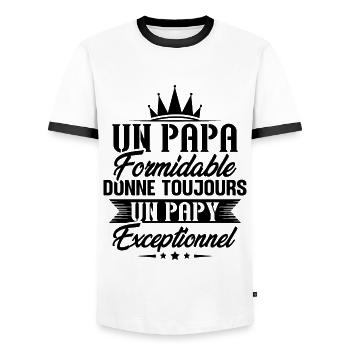 Papa formidable donne toujours papy exceptionnel - T-shirt contrasté Homme - blanc/noir - Devant - AI Model Female 172 light (172cm) & AI Model Male 178 dark (178cm)