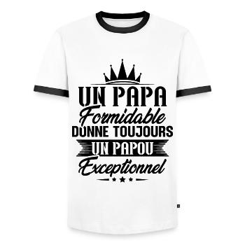 Un Papa Formidable Donne Toujours un papou - T-shirt contrasté Homme - blanc/noir - Devant - AI Model Female 172 light (172cm) & AI Model Male 178 dark (178cm)