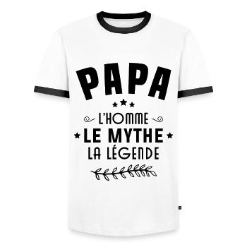 Papa l'homme le mythe la légende - T-shirt contrasté Homme - blanc/noir - Devant - AI Model Female 172 light (172cm) & AI Model Male 178 dark (178cm)