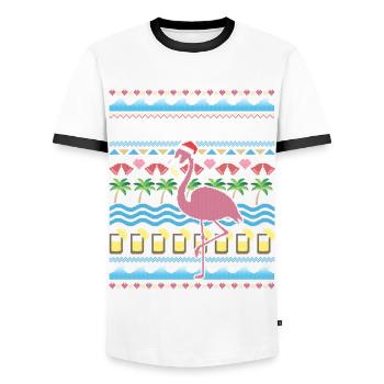 Feliz Navidad Ugly Christmas - Men's Ringer Shirt - white/black - Front - AI Model Female 172 light (172cm) & AI Model Male 178 dark (178cm)