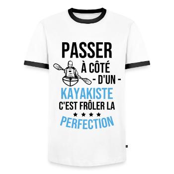 Le kayakiste parfait - Kayak Humour Cadeau - T-shirt contrasté Homme - blanc/noir - Devant - AI Model Female 172 light (172cm) & AI Model Male 178 dark (178cm)