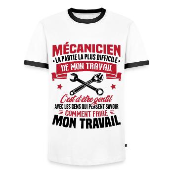 Humour Cadeau pour Mécanicien - T-shirt contrasté Homme - blanc/noir - Devant - AI Model Female 172 light (172cm) & AI Model Male 178 dark (178cm)