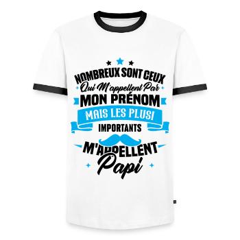 Les plus importants mappellent papi / Cadeau papi - T-shirt contrasté Homme - blanc/noir - Devant - AI Model Female 172 light (172cm) & AI Model Male 178 dark (178cm)