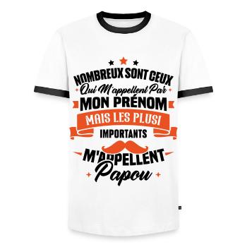 Les plus importants mappellent papou, Cadeau papou - T-shirt contrasté Homme - blanc/noir - Devant - AI Model Female 172 light (172cm) & AI Model Male 178 dark (178cm)