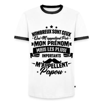 Les plus importants mappellent papou, Cadeau papou - T-shirt contrasté Homme - blanc/noir - Devant - AI Model Female 172 light (172cm) & AI Model Male 178 dark (178cm)