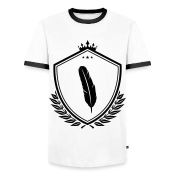 Armoiries des plumes - T-shirt contrasté Homme - blanc/noir - Devant - AI Model Female 172 light (172cm) & AI Model Male 178 dark (178cm)