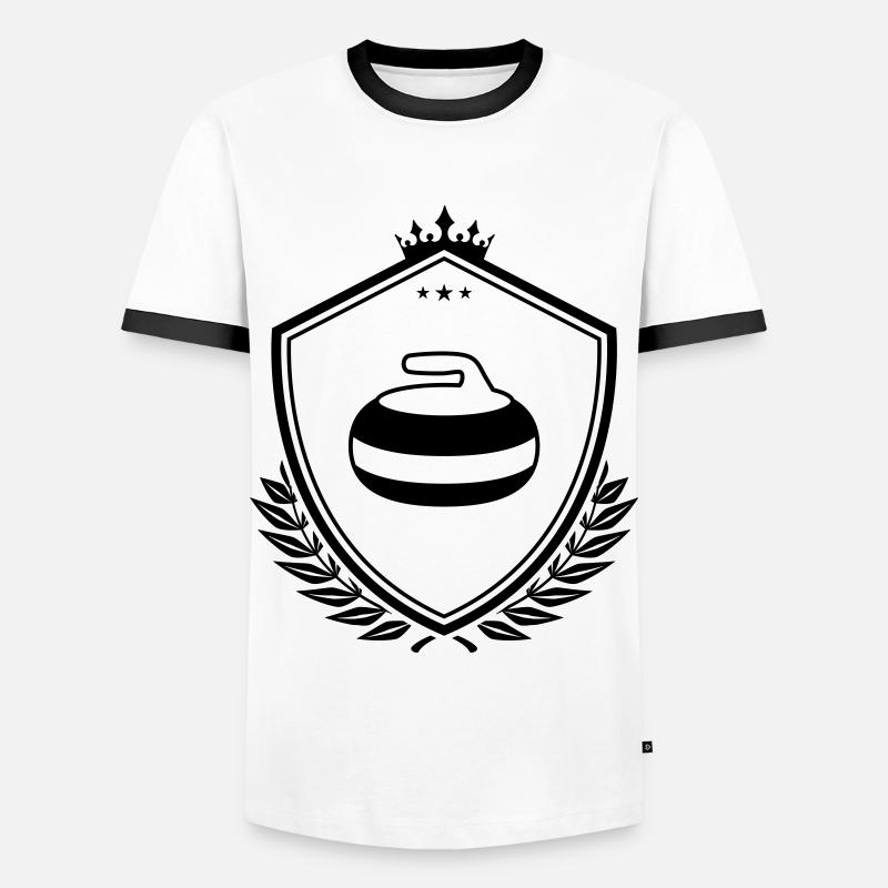 Curling crest - Men's Ringer Shirt - white/black
