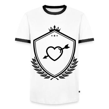 Heart Coat of Arms arrow - Men's Ringer Shirt - white/black - Front - AI Model Female 172 light (172cm) & AI Model Male 178 dark (178cm)