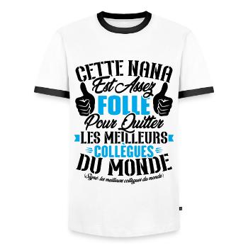 Collègue Nana, Cadeau meilleurs collègues du monde - T-shirt contrasté Homme - blanc/noir - Devant - AI Model Female 172 light (172cm) & AI Model Male 178 dark (178cm)