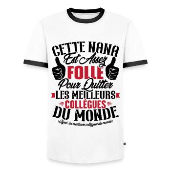 Collègue Nana, Cadeau meilleurs collègues du monde - T-shirt contrasté Homme - blanc/noir - Devant - AI Model Female 172 light (172cm) & AI Model Male 178 dark (178cm)