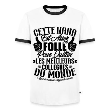 Collègue Nana, Cadeau meilleurs collègues du monde - T-shirt contrasté Homme - blanc/noir - Devant - AI Model Female 172 light (172cm) & AI Model Male 178 dark (178cm)