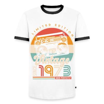 Jahrgang seit 1973 Geburtstagsgeschenk 50 Jahre - Männer Kontrast-T-Shirt - Weiß/Schwarz - Vorne - AI Model Female 172 light (172cm) & AI Model Male 178 dark (178cm)