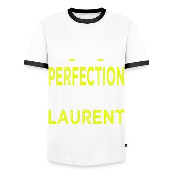 laurent si tu veux la perfection à vélo cycliste - T-shirt contrasté Homme - blanc/noir - Devant - AI Model Female 172 light (172cm) & AI Model Male 178 dark (178cm)