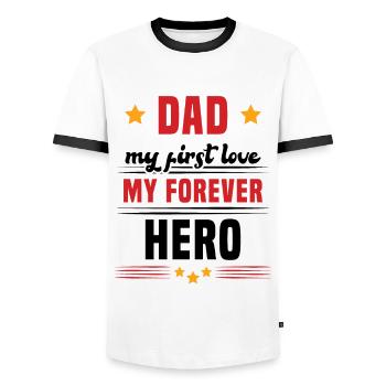 Papa mon premier amour mon héros cadeau pour papa - T-shirt contrasté Homme - blanc/noir - Devant - AI Model Female 172 light (172cm) & AI Model Male 178 dark (178cm)