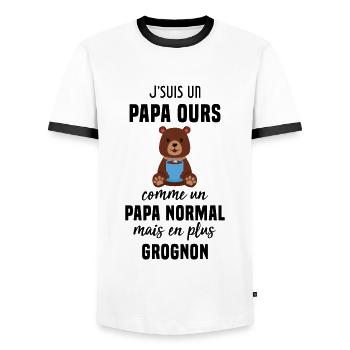 Je suis un papa ours comme un papa normal cadeau - T-shirt contrasté Homme - blanc/noir - Devant - AI Model Female 172 light (172cm) & AI Model Male 178 dark (178cm)