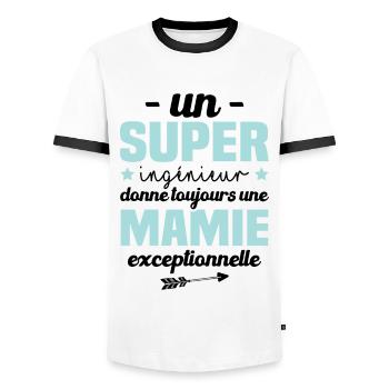 Ingénieur cadeau drôle mamie retraitée - T-shirt contrasté Homme - blanc/noir - Devant - AI Model Female 172 light (172cm) & AI Model Male 178 dark (178cm)