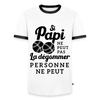 Si papi ne peut pas la dégommer personne ne peut - T-shirt contrasté Homme - blanc/noir - Devant - AI Model Female 172 light (172cm) & AI Model Male 178 dark (178cm)