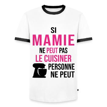 Si mamie ne peut pas le cuisiner, personne ne peut - T-shirt contrasté Homme - blanc/noir - Devant - AI Model Female 172 light (172cm) & AI Model Male 178 dark (178cm)