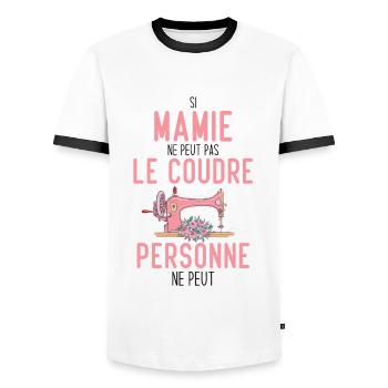 Si mamie ne peut pas le coudre personne ne peut - T-shirt contrasté Homme - blanc/noir - Devant - AI Model Female 172 light (172cm) & AI Model Male 178 dark (178cm)