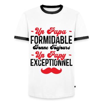 Papa Formidable donne toujours Papy Exceptionnel - T-shirt contrasté Homme - blanc/noir - Devant - AI Model Female 172 light (172cm) & AI Model Male 178 dark (178cm)