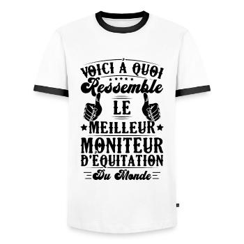 Le meilleur moniteur d'équitation du monde - T-shirt contrasté Homme - blanc/noir - Devant - AI Model Female 172 light (172cm) & AI Model Male 178 dark (178cm)