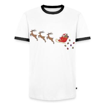 Santa Claus Sleigh Rudolph Reindeer Gifts - Men's Ringer Shirt - white/black - Front - AI Model Female 172 light (172cm) & AI Model Male 178 dark (178cm)