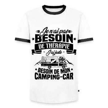 Pas besoin de thérapie, besoin de mon camping-car - T-shirt contrasté Homme - blanc/noir - Devant - AI Model Female 172 light (172cm) & AI Model Male 178 dark (178cm)
