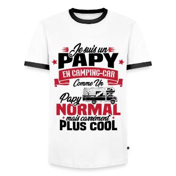 Un papy en camping-car comme un papy normal - T-shirt contrasté Homme - blanc/noir - Devant - AI Model Female 172 light (172cm) & AI Model Male 178 dark (178cm)