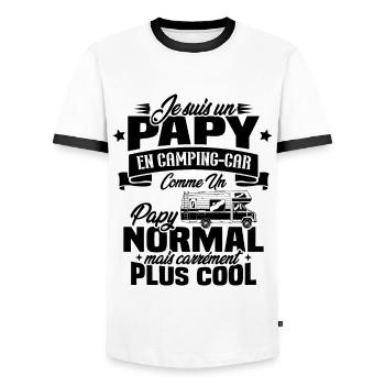 Un papy en camping-car comme un papy normal - T-shirt contrasté Homme - blanc/noir - Devant - AI Model Female 172 light (172cm) & AI Model Male 178 dark (178cm)