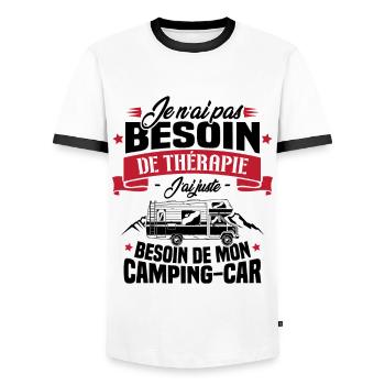 Pas besoin de thérapie, besoin de mon camping-car - T-shirt contrasté Homme - blanc/noir - Devant - AI Model Female 172 light (172cm) & AI Model Male 178 dark (178cm)