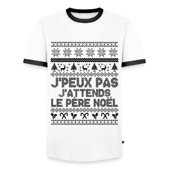 J'peux pas j'attends le Père Noël - T-shirt contrasté Homme - blanc/noir - Devant - AI Model Female 172 light (172cm) & AI Model Male 178 dark (178cm)