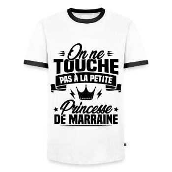 On ne touche pas à la petite princesse de marraine - T-shirt contrasté Homme - blanc/noir - Devant - AI Model Female 172 light (172cm) & AI Model Male 178 dark (178cm)