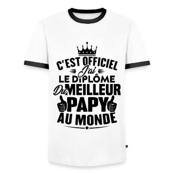 Meilleur papy au monde - T-shirt contrasté Homme - blanc/noir - Devant - AI Model Female 172 light (172cm) & AI Model Male 178 dark (178cm)