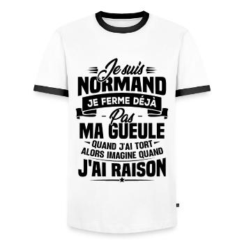 Humour cadeau Je suis Normand - T-shirt contrasté Homme - blanc/noir - Devant - AI Model Female 172 light (172cm) & AI Model Male 178 dark (178cm)