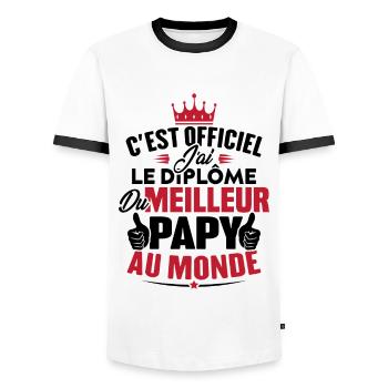 Meilleur papy au monde - T-shirt contrasté Homme - blanc/noir - Devant - AI Model Female 172 light (172cm) & AI Model Male 178 dark (178cm)