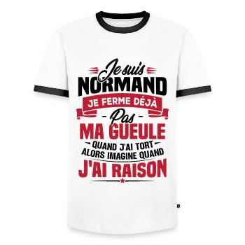Humour cadeau Je suis Normand - T-shirt contrasté Homme - blanc/noir - Devant - AI Model Female 172 light (172cm) & AI Model Male 178 dark (178cm)