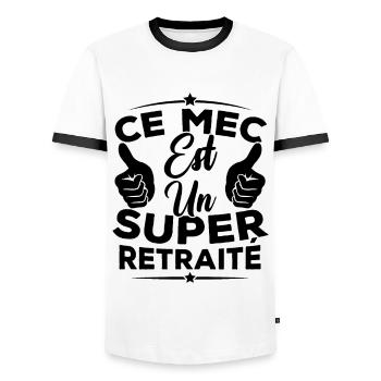Ce mec est un super retraité - T-shirt contrasté Homme - blanc/noir - Devant - AI Model Female 172 light (172cm) & AI Model Male 178 dark (178cm)