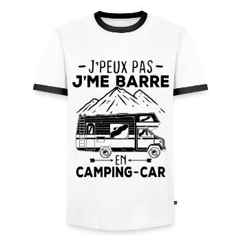 je m'en fous je me barre en camping car - T-shirt contrasté Homme - blanc/noir - Devant - AI Model Female 172 light (172cm) & AI Model Male 178 dark (178cm)