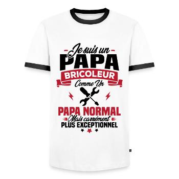 Un papa bricoleur comme un papa normal - T-shirt contrasté Homme - blanc/noir - Devant - AI Model Female 172 light (172cm) & AI Model Male 178 dark (178cm)