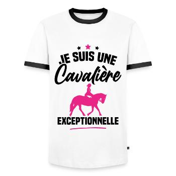 Je suis une cavalière exceptionnelle - T-shirt contrasté Homme - blanc/noir - Devant - AI Model Female 172 light (172cm) & AI Model Male 178 dark (178cm)
