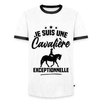 Je suis une cavalière exceptionnelle - T-shirt contrasté Homme - blanc/noir - Devant - AI Model Female 172 light (172cm) & AI Model Male 178 dark (178cm)