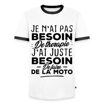 Pas besoin de thérapie besoin de faire de la moto - T-shirt contrasté Homme - blanc/noir - Devant - AI Model Female 172 light (172cm) & AI Model Male 178 dark (178cm)