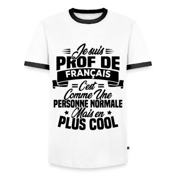 I am a French teacher - Men's Ringer Shirt - white/black - Front - AI Model Female 172 light (172cm) & AI Model Male 178 dark (178cm)