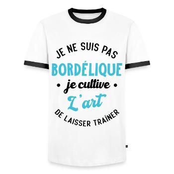 Pas Bordélique, je cultive l'art - T-shirt contrasté Homme - blanc/noir - Devant - AI Model Female 172 light (172cm) & AI Model Male 178 dark (178cm)