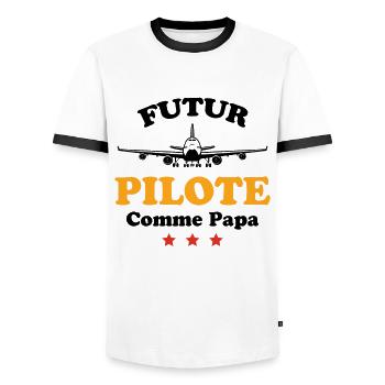 Futur pilote comme papa humour cadeau - T-shirt contrasté Homme - blanc/noir - Devant - AI Model Female 172 light (172cm) & AI Model Male 178 dark (178cm)